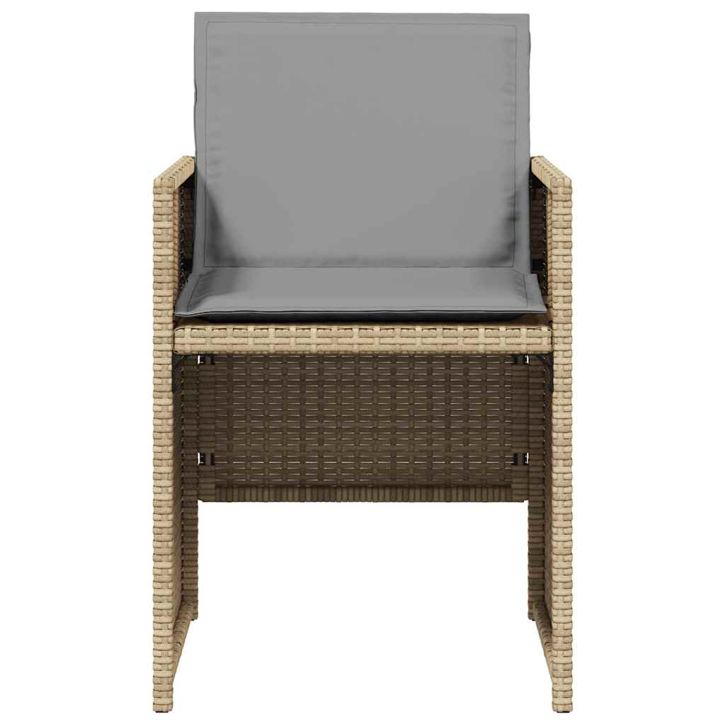vidaXL 5-tlg. Garten-Essgruppe mit Kissen Beigemischung Poly Rattan