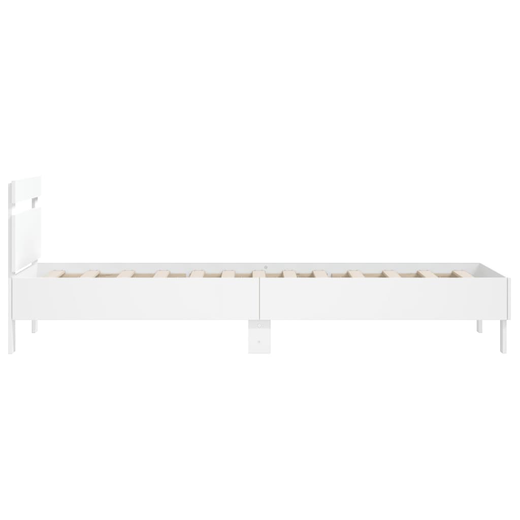 vidaXL Bettgestell mit Kopfteil Weiß 100x200 cm Holzwerkstoff