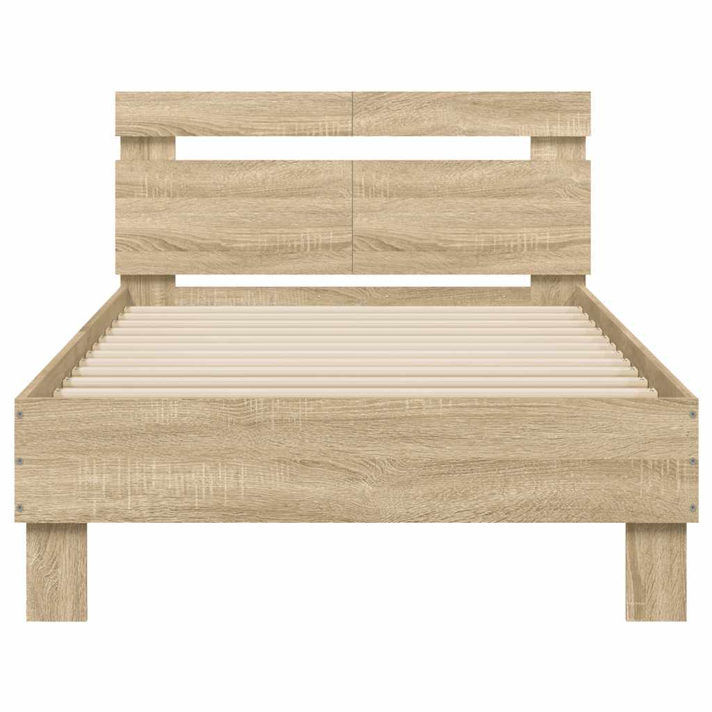 vidaXL Bettgestell ohne Matratze mit Kopfteil Sonoma-Eiche 100x200 cm