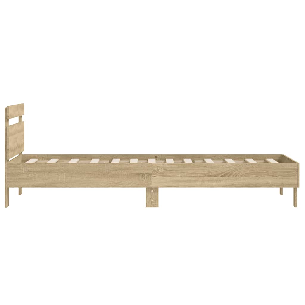 vidaXL Bettgestell ohne Matratze mit Kopfteil Sonoma-Eiche 100x200 cm