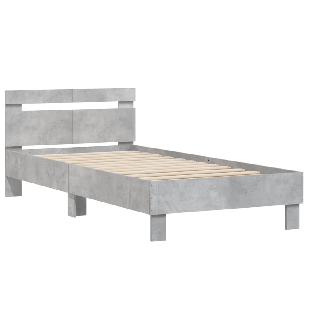 vidaXL Bettgestell mit Kopfteil Betongrau 100x200 cm Holzwerkstoff