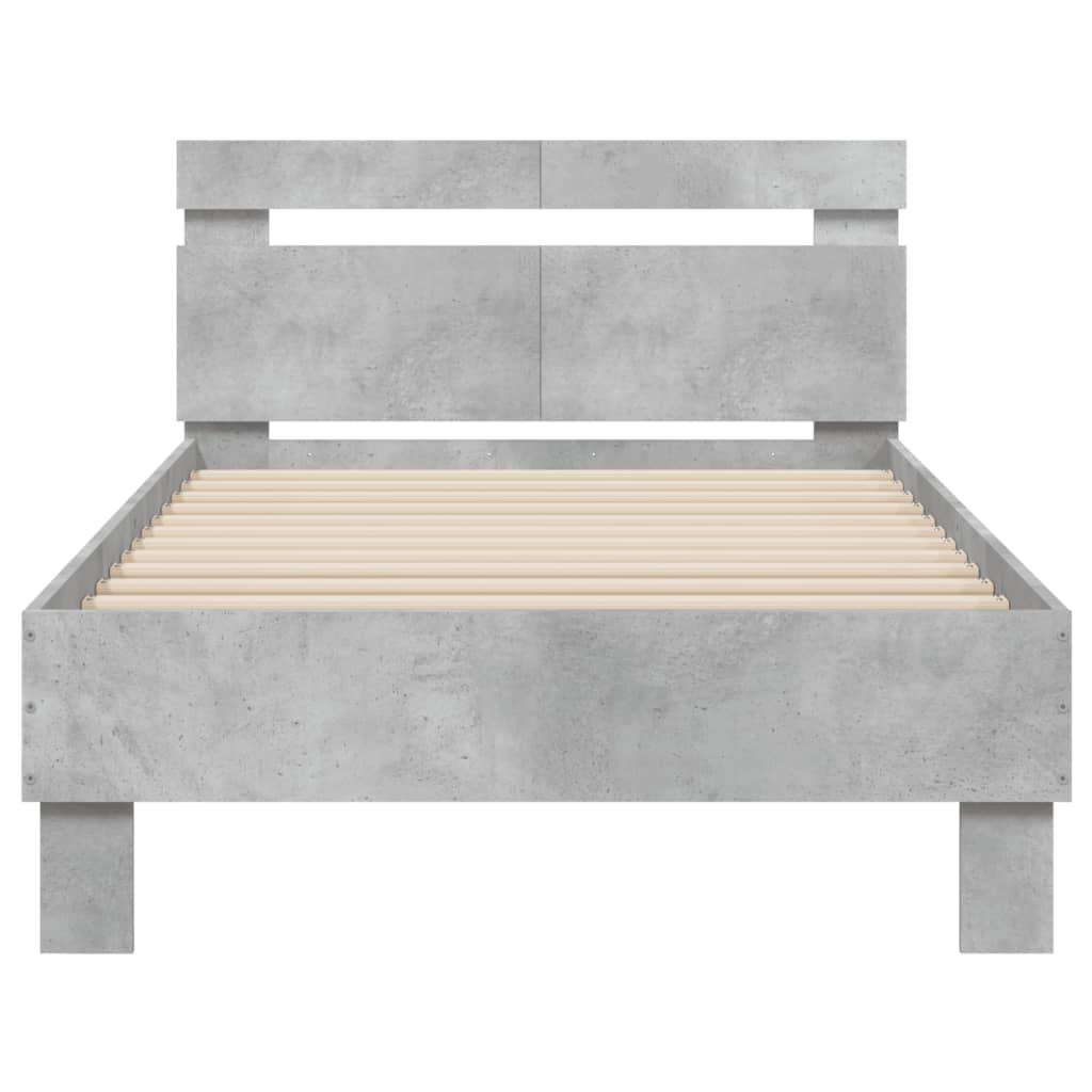 vidaXL Bettgestell mit Kopfteil Betongrau 100x200 cm Holzwerkstoff