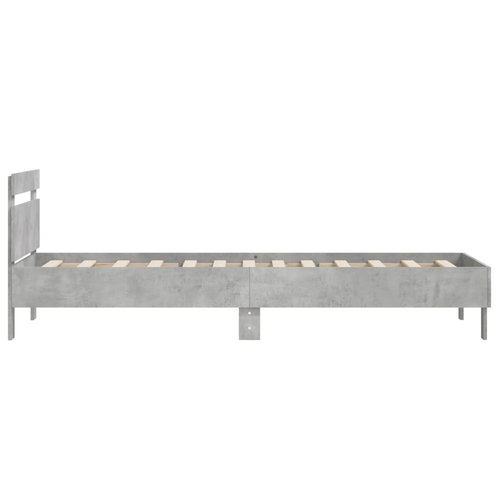 vidaXL Bettgestell mit Kopfteil Betongrau 100x200 cm Holzwerkstoff
