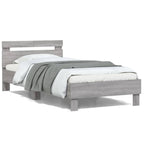 vidaXL Bettgestell mit Kopfteil Grau Sonoma 100x200 cm Holzwerkstoff