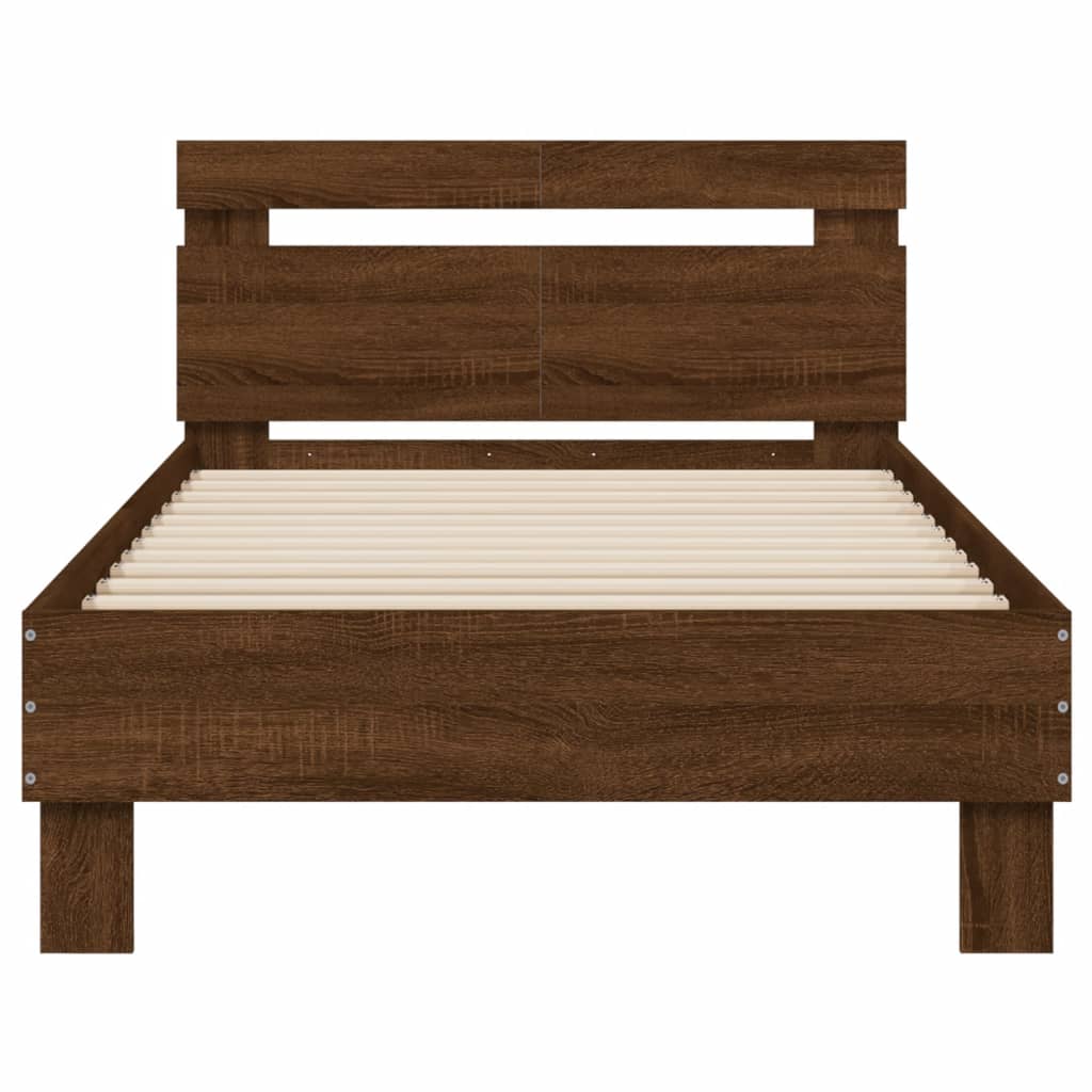 vidaXL Bettgestell ohne Matratze mit Kopfteil Braun Eiche 100x200 cm