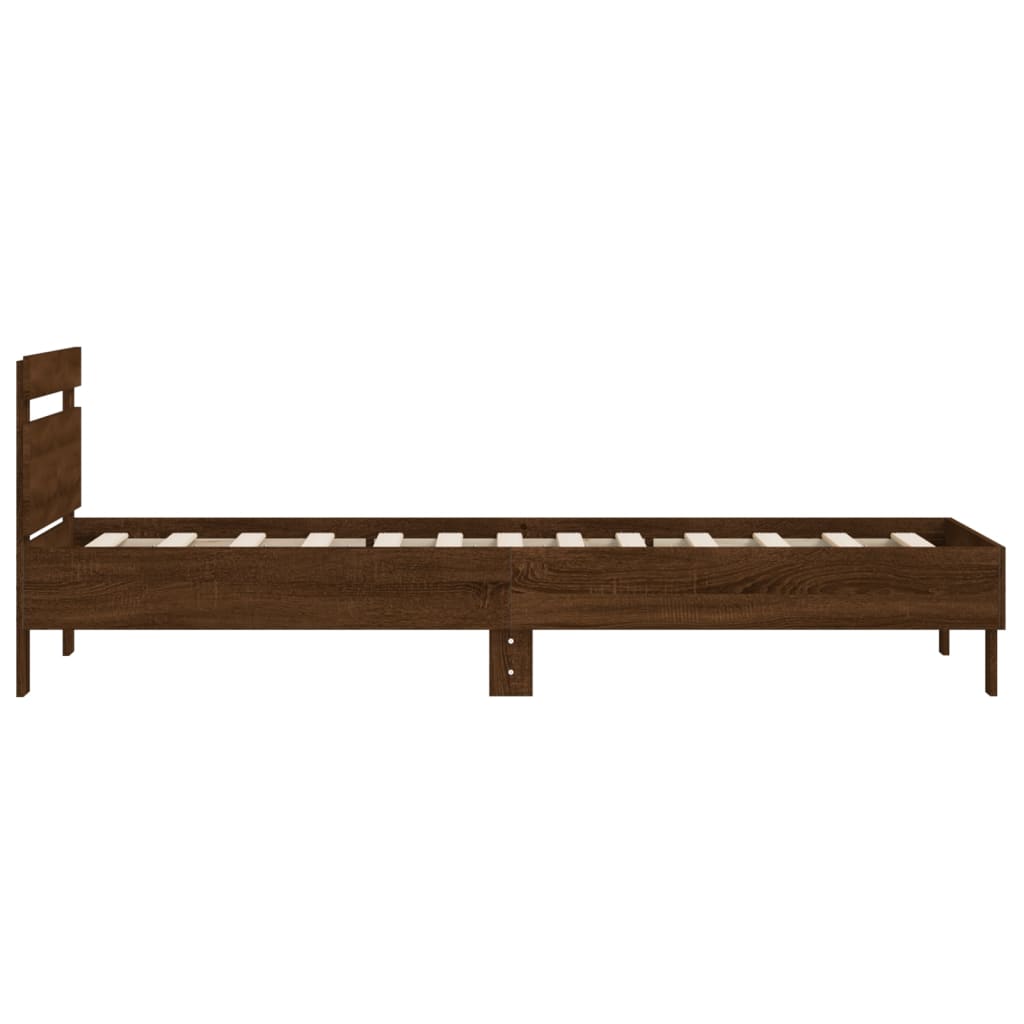 vidaXL Bettgestell ohne Matratze mit Kopfteil Braun Eiche 100x200 cm