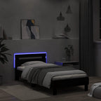 vidaXL Bettgestell mit Kopfteil und LED-Leuchten Schwarz 100x200 cm