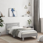 vidaXL Bettgestell mit Kopfteil und LED-Leuchten Grau Sonoma 100x200cm