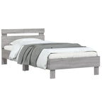 vidaXL Bettgestell mit Kopfteil und LED-Leuchten Grau Sonoma 100x200cm