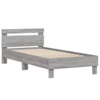 vidaXL Bettgestell mit Kopfteil und LED-Leuchten Grau Sonoma 100x200cm