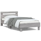 vidaXL Bettgestell mit Kopfteil und LED-Leuchten Grau Sonoma 100x200cm