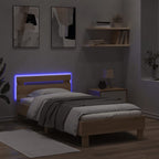 vidaXL Bettgestell mit Kopfteil und LED-Leuchten Sonoma-Eiche 90x200cm