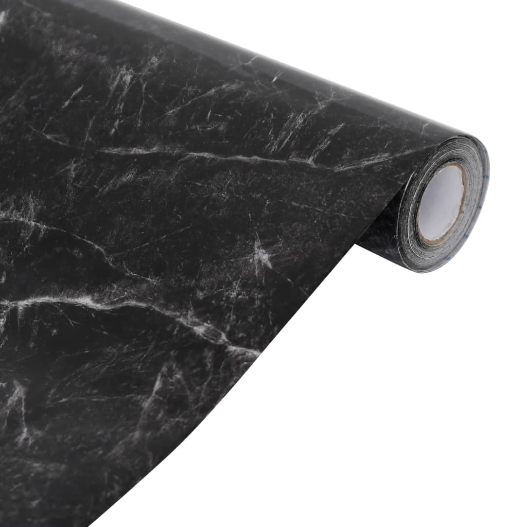 vidaXL Möbelfolie Selbstklebend Marmor-Optik Schwarz 90x500 cm PVC