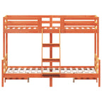 vidaXL Etagenbett 80x200/120x200 cm Wachsbraun Massivholz Kiefer