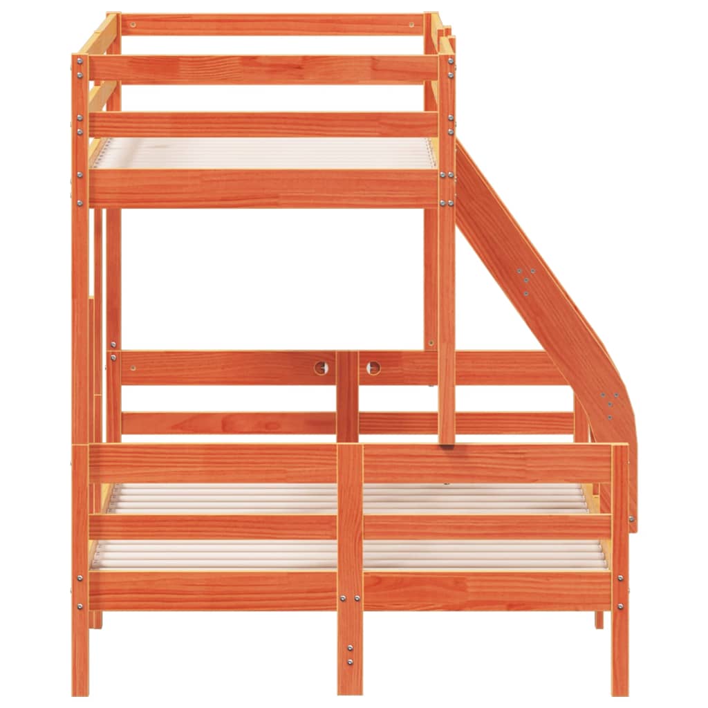 vidaXL Etagenbett 80x200/120x200 cm Wachsbraun Massivholz Kiefer
