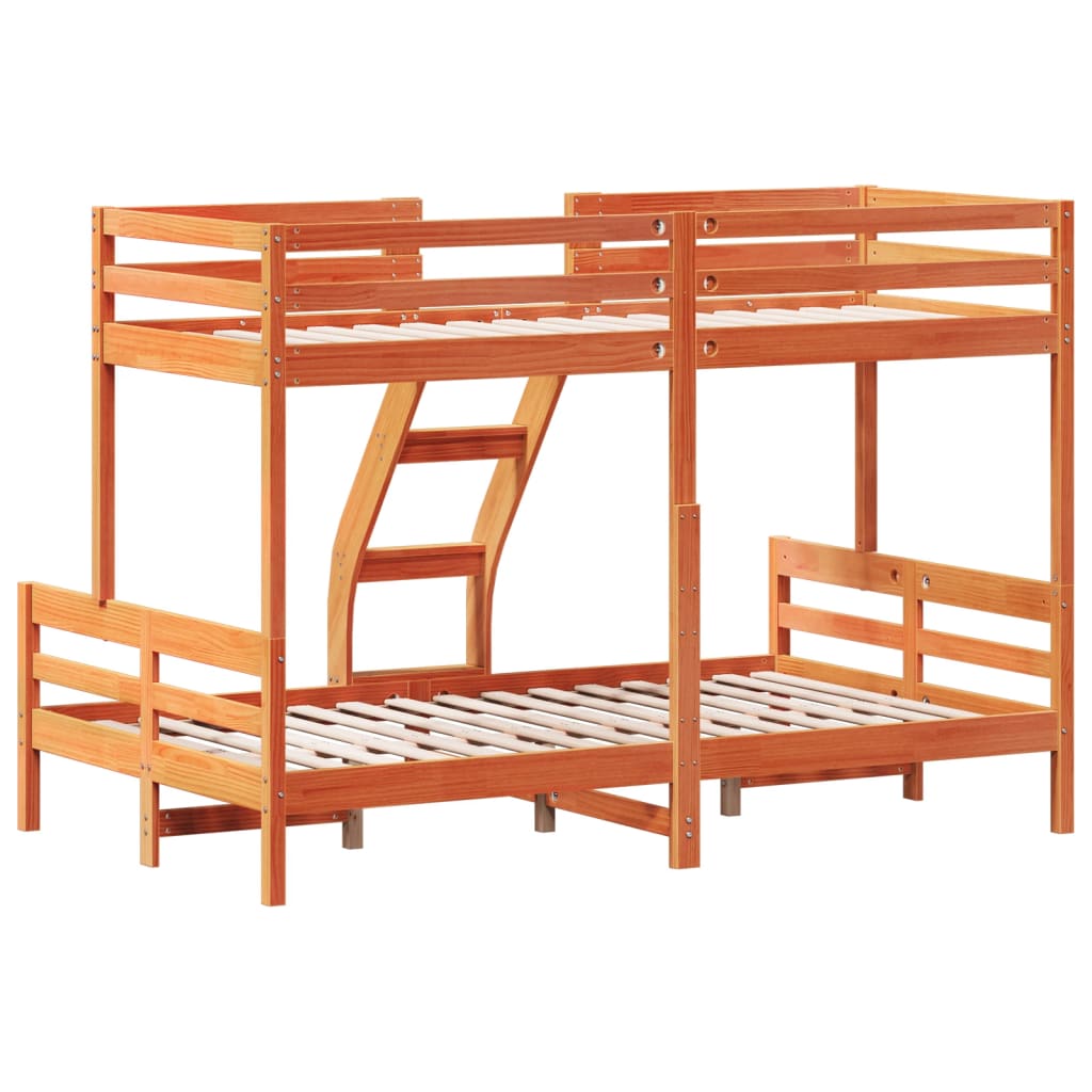 vidaXL Etagenbett 80x200/120x200 cm Wachsbraun Massivholz Kiefer