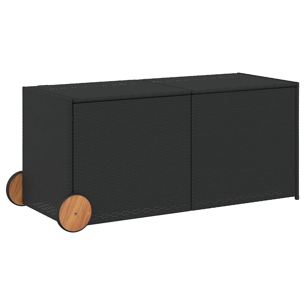 vidaXL Gartentruhe mit Rollen Schwarz 283L Poly Rattan
