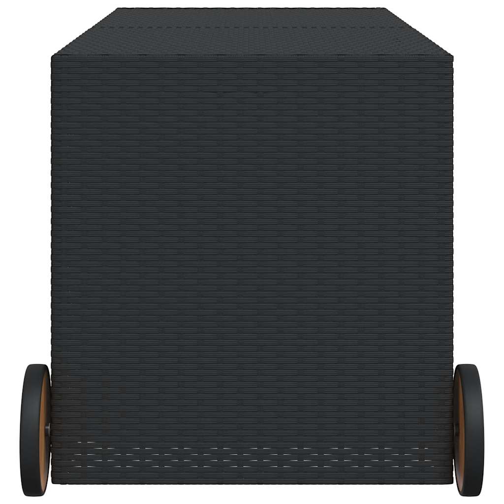 vidaXL Gartentruhe mit Rollen Schwarz 283L Poly Rattan