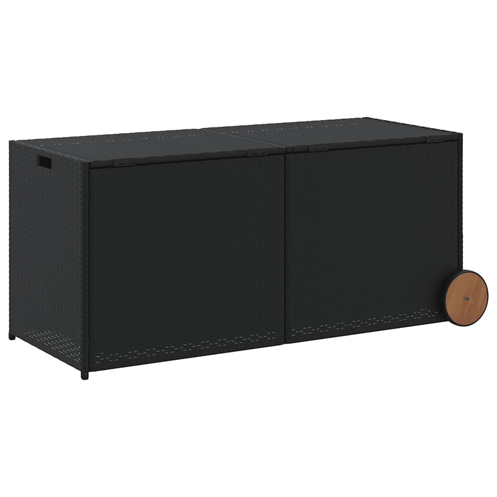 vidaXL Gartentruhe mit Rollen Schwarz 283L Poly Rattan