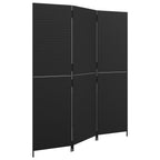 vidaXL Paravent 3-tlg. Schwarz Poly Rattan