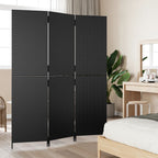 vidaXL Paravent 3-tlg. Schwarz Poly Rattan
