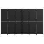 vidaXL Paravent 6-tlg. Schwarz Poly Rattan