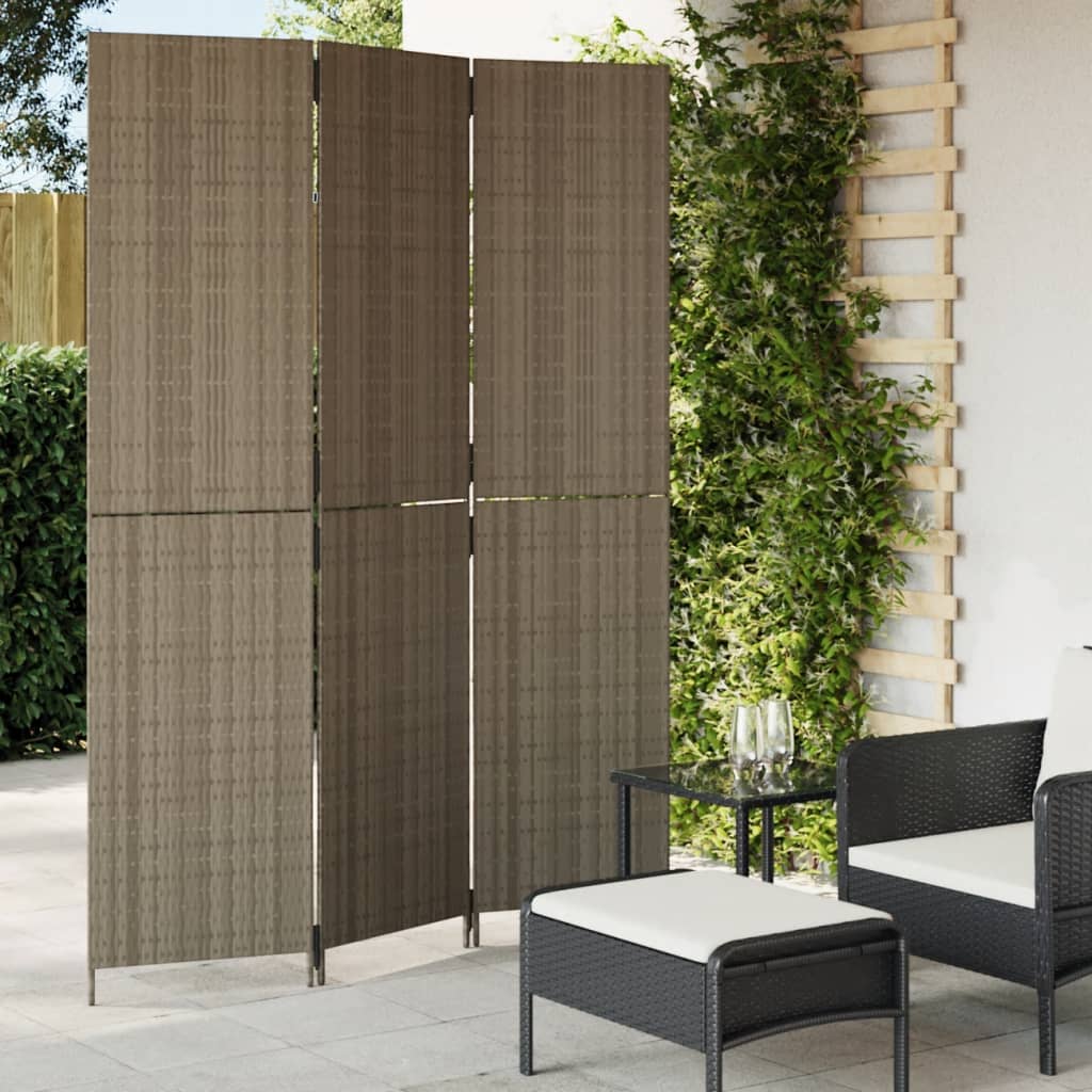 vidaXL Paravent 3-tlg. Schwarz Poly Rattan