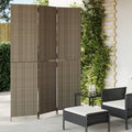 vidaXL Paravent 3-tlg. Schwarz Poly Rattan