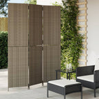 vidaXL Paravent 3-tlg. Schwarz Poly Rattan