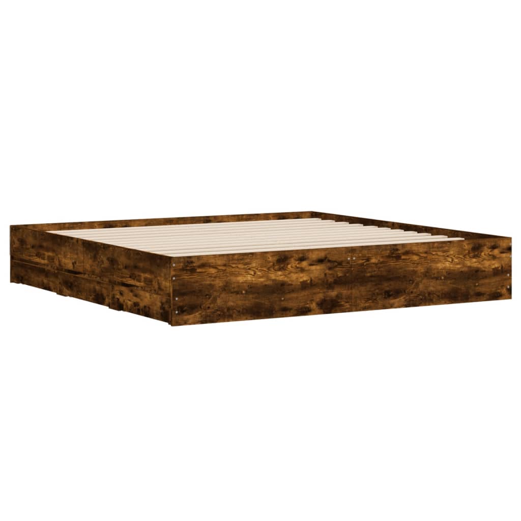 vidaXL Bettgestell mit Schubladen Räuchereiche 180x200cm Holzwerkstoff