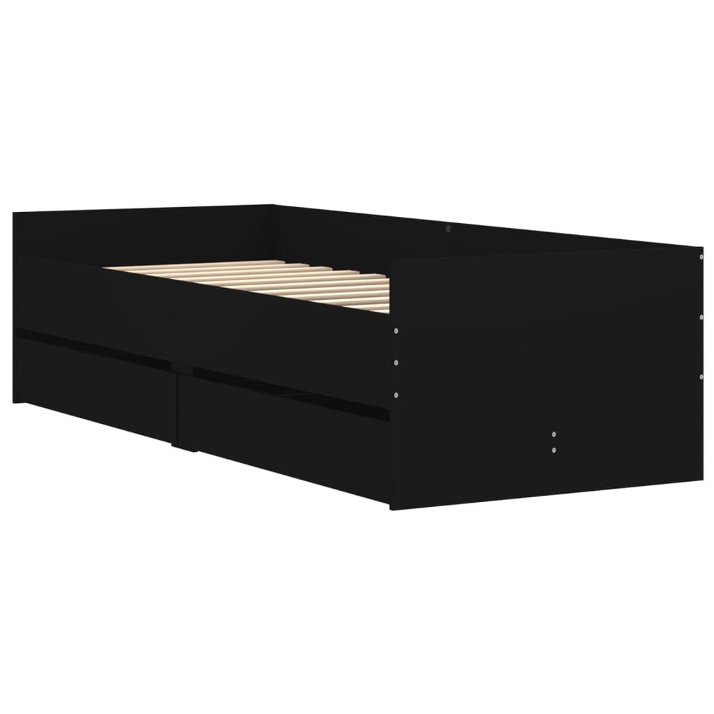vidaXL Bett mit Schubladen Schwarz 75x190 cm