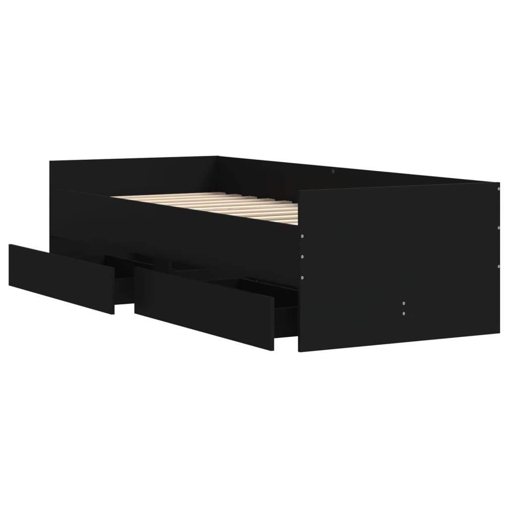vidaXL Bett mit Schubladen Schwarz 75x190 cm