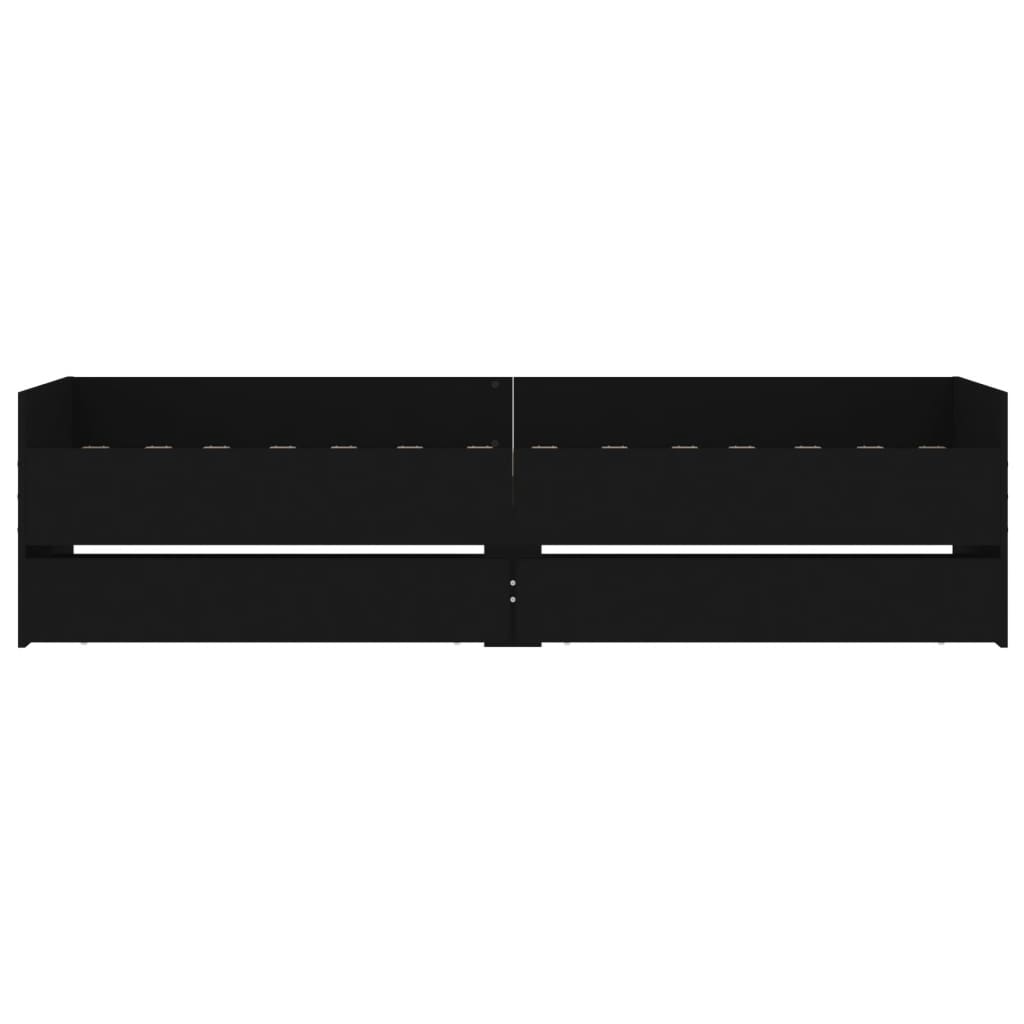 vidaXL Bett mit Schubladen Schwarz 75x190 cm