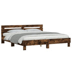 vidaXL Bettgestell mit Kopfteil Räuchereiche 200x200 cm Holzwerkstoff