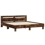 vidaXL Bettgestell mit Kopfteil Räuchereiche 200x200 cm Holzwerkstoff