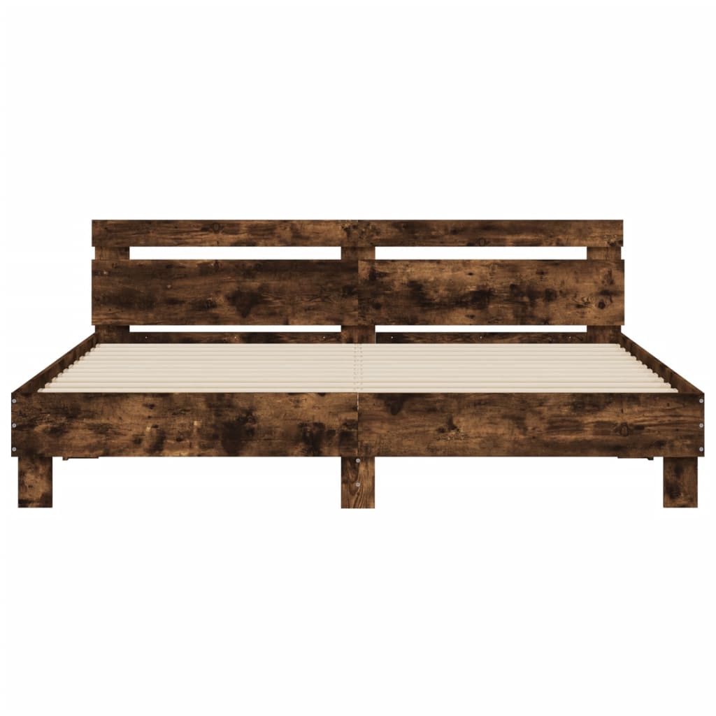 vidaXL Bettgestell mit Kopfteil Räuchereiche 200x200 cm Holzwerkstoff