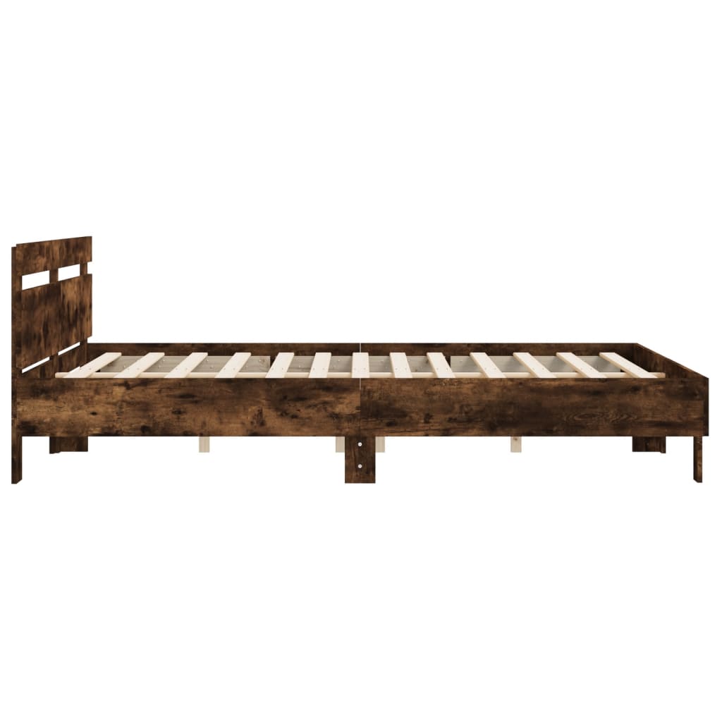 vidaXL Bettgestell mit Kopfteil Räuchereiche 200x200 cm Holzwerkstoff