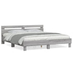vidaXL Bettgestell mit Kopfteil Grau Sonoma 200x200cm Holzwerkstoff