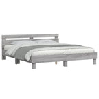 vidaXL Bettgestell mit Kopfteil Grau Sonoma 200x200cm Holzwerkstoff