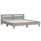 vidaXL Bettgestell mit Kopfteil Grau Sonoma 200x200cm Holzwerkstoff