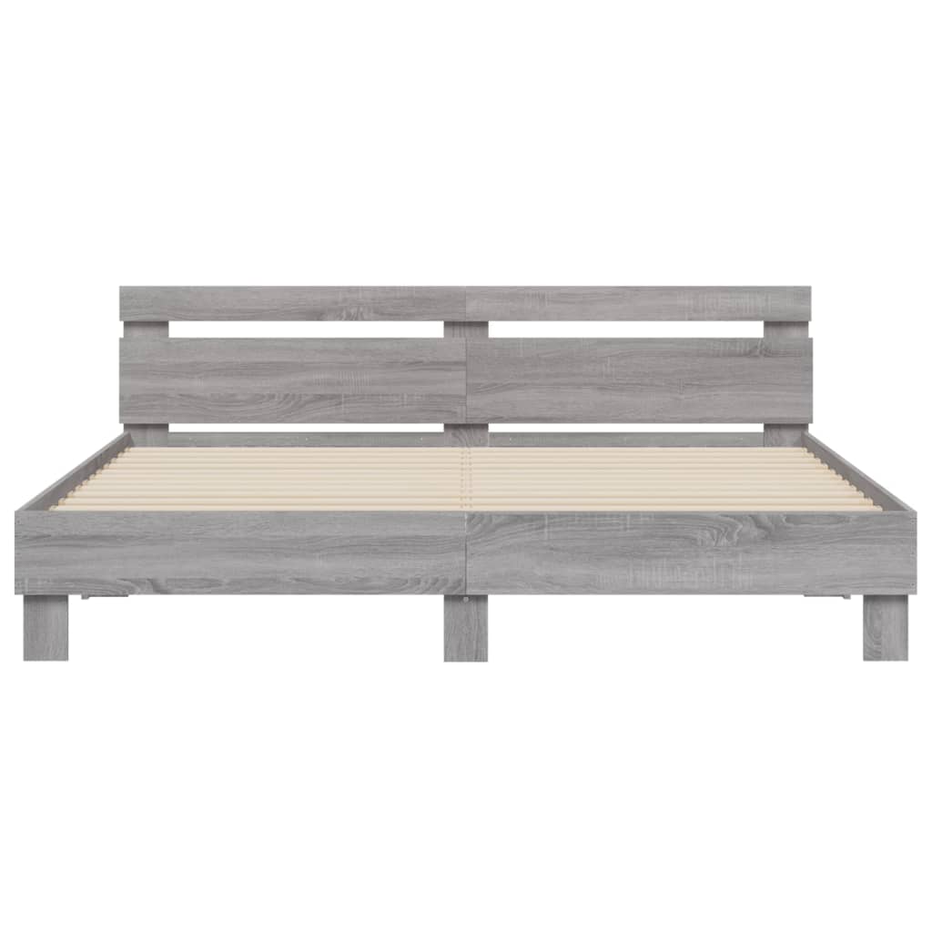vidaXL Bettgestell mit Kopfteil Grau Sonoma 200x200cm Holzwerkstoff