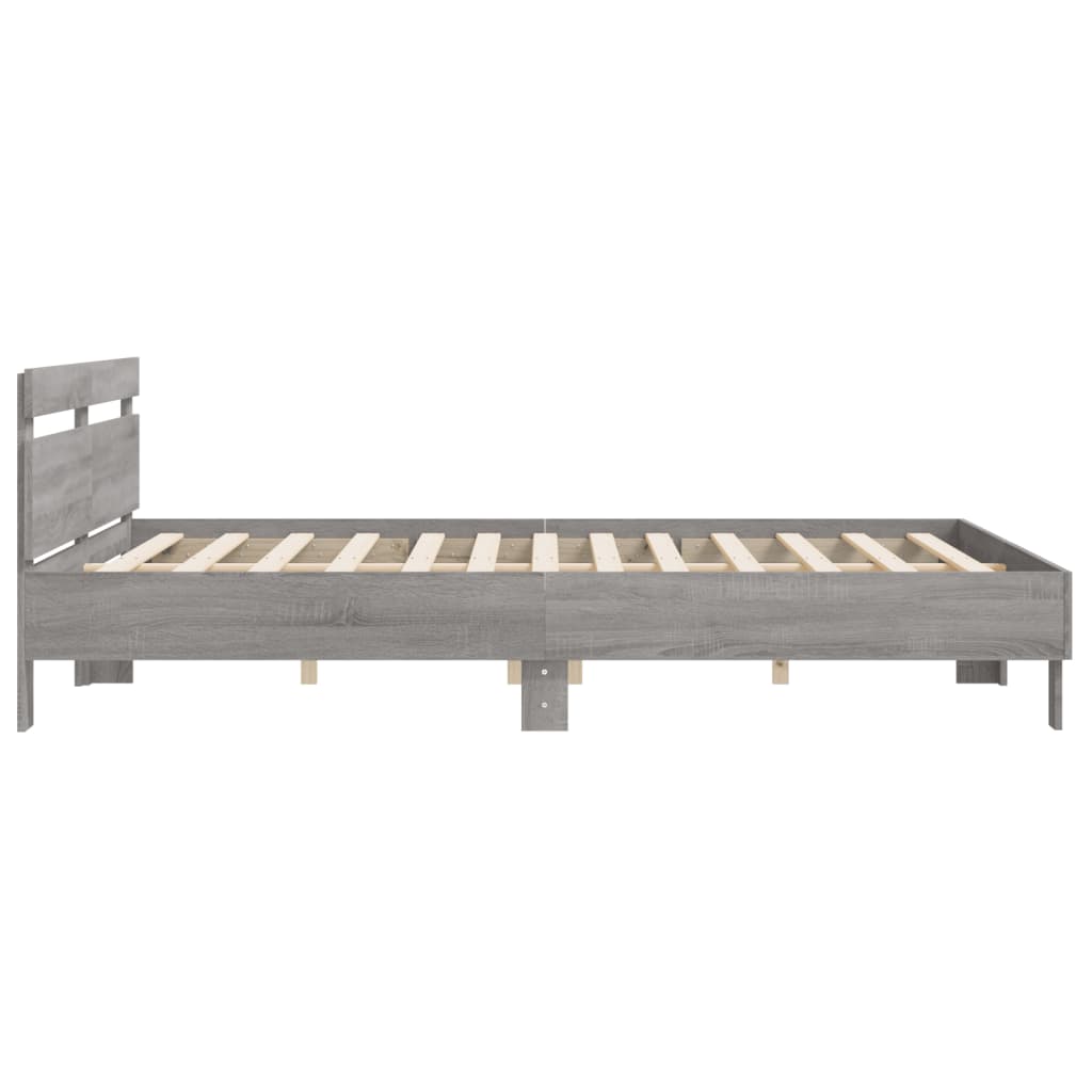 vidaXL Bettgestell mit Kopfteil Grau Sonoma 200x200cm Holzwerkstoff