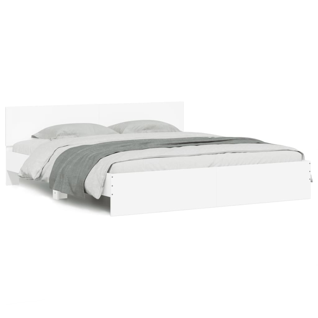 vidaXL Bettgestell mit Kopfteil Weiß 200x200 cm
