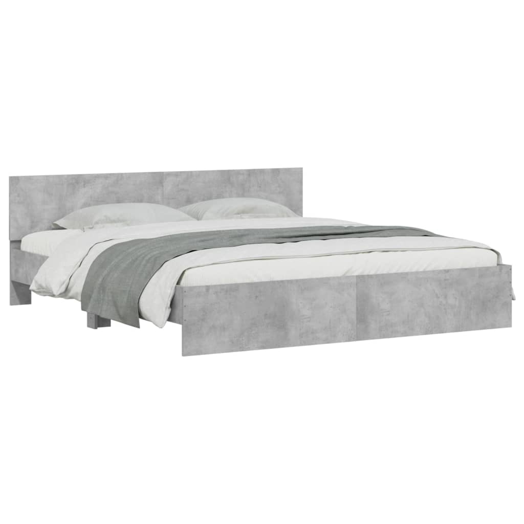 vidaXL Bettgestell mit Kopfteil Betongrau 200x200 cm