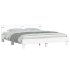 vidaXL Bettgestell mit Kopfteil und LED-Beleuchtung Weiß 200x200 cm