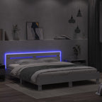 vidaXL Bettgestell mit Kopfteil und LED-Beleuchtung Weiß 200x200 cm