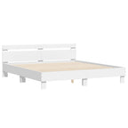 vidaXL Bettgestell mit Kopfteil und LED-Beleuchtung Weiß 200x200 cm