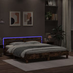 vidaXL Bettgestell mit Kopfteil und LED-Beleuchtung Räuchereiche