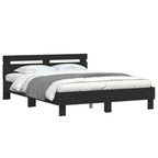 vidaXL Bettgestell mit LED ohne Matratze Schwarz 150x200 cm