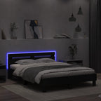 vidaXL Bettgestell mit LED ohne Matratze Schwarz 150x200 cm